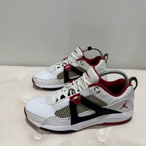 Nike White and Red Low-Top Jordan Sneakers